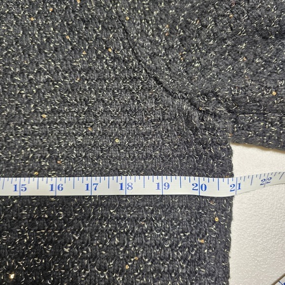 Express Black Knit Cardigan Sweater Sparkle Sequin Hook Closure Puff Sleeve L - Picture 7 of 12